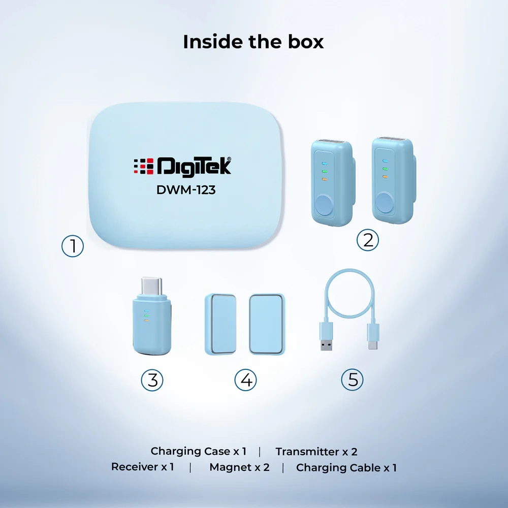 DigiTek Wireless Microphone Type C With 2 Mic (DWM 123) Blue view 6